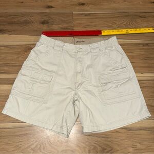 St Johns Bay sz 34 Cargo Utility Light Tan Fisherman Hiking Shorts Slash Pockets